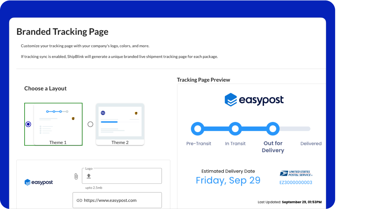 Branded Tracking Page - ShipBlink